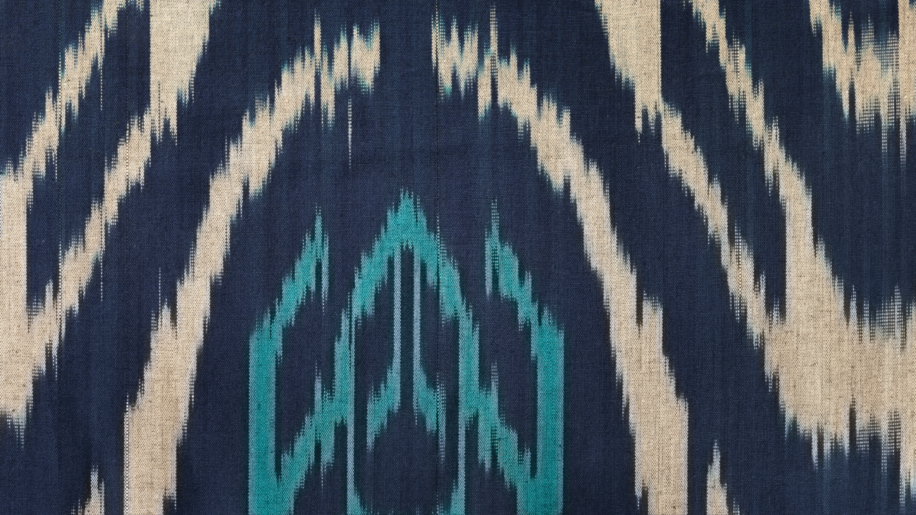 Resist-dyed blue ikat fabric
